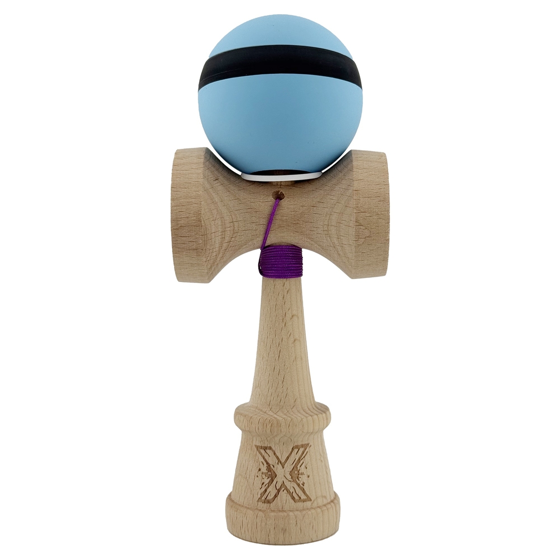 Kendama X Originala, Profesionala, Flippy, Cupe Mari KING SIZE V3, Rubber Grip, Gaura in Baza, Rulment Metalic, din lemn 18 cm, Ata 62/65 cm, M Bleu/Negru/Bleu