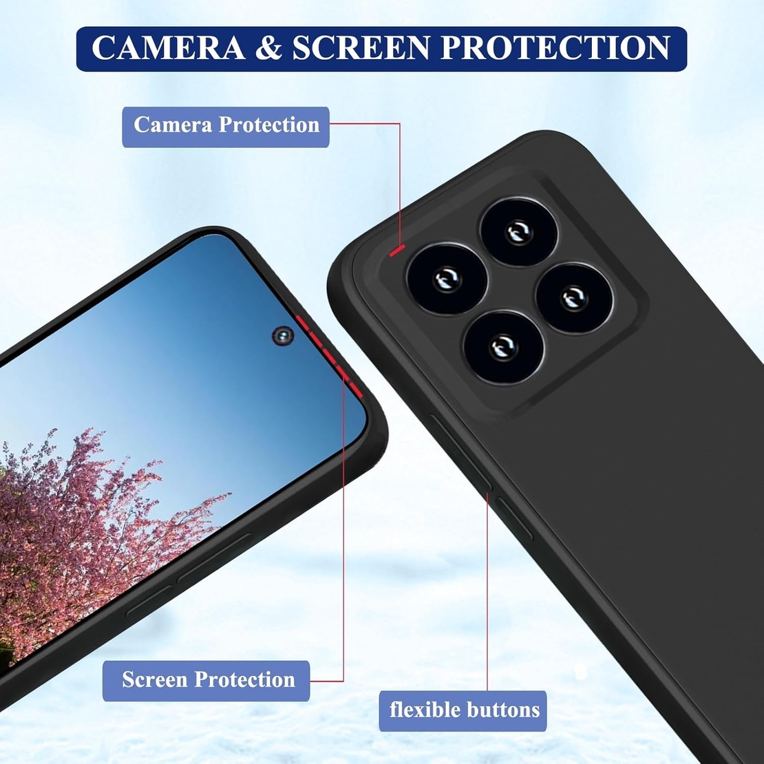 Husa de Protectie, Vafy, pentru Xiaomi 14, Liquid Silicone, cu Microfibra pe Interior, Protectie Antisoc, Compatibil Incarcare Wireless, Negru