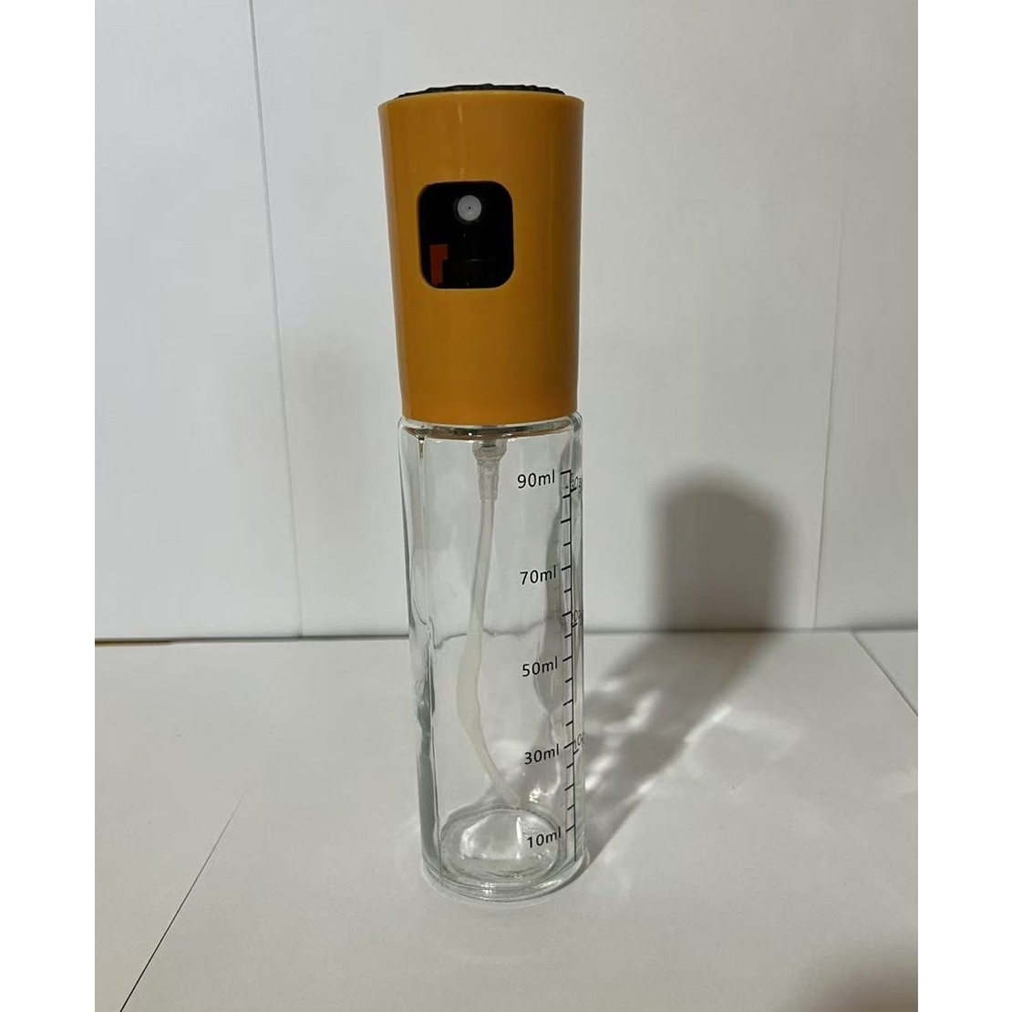 Pulverizator Ulei, Otet, Vafy, din Sticla, 100 ml, Reincarcabil, 18.3 x 4.3 cm, Masura 90 ml, Capac Mat, Galben