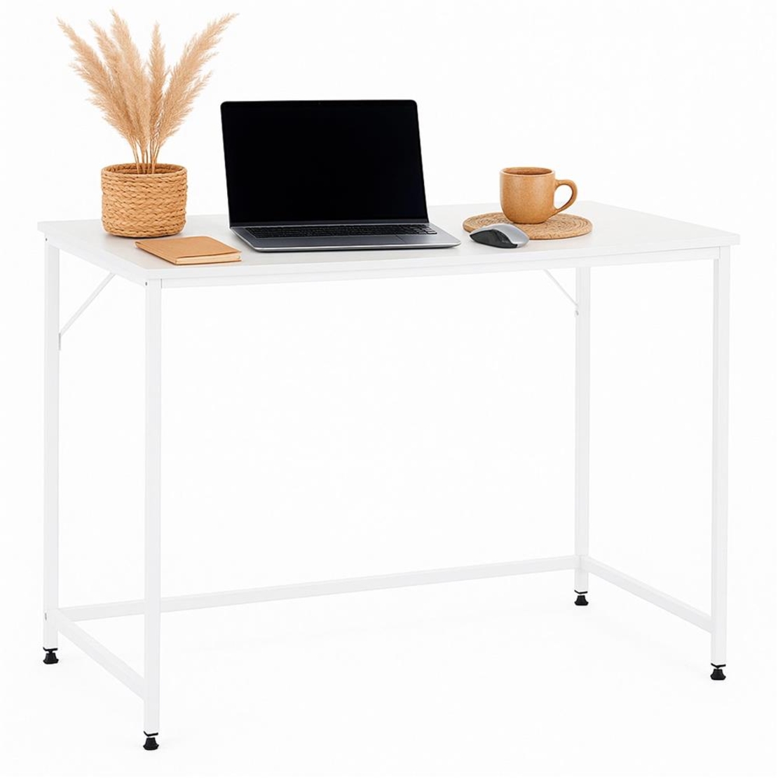 Birou cu blat MDF si cadru metalic, 100x50x76 cm, alb