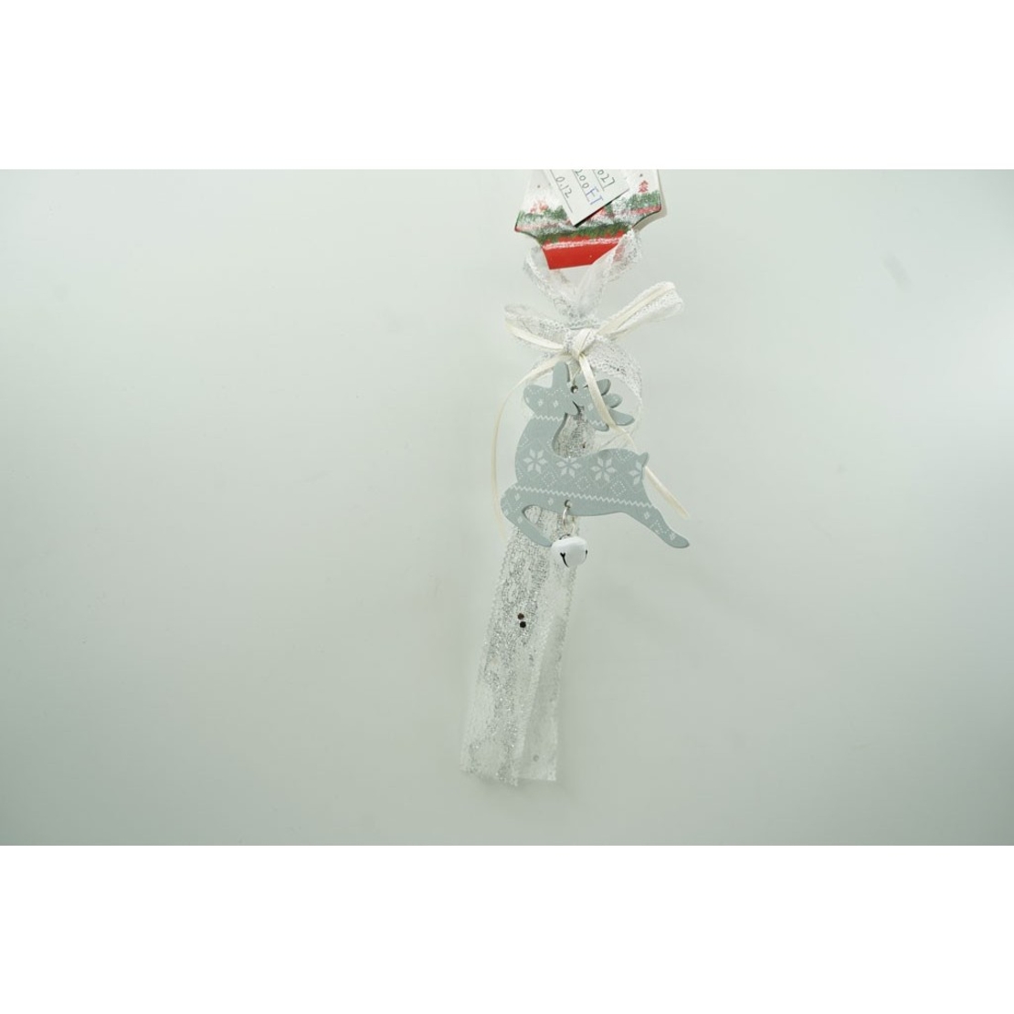 Ornament de brad craciun cerb, Flippy, gri, lemn, 25 cm