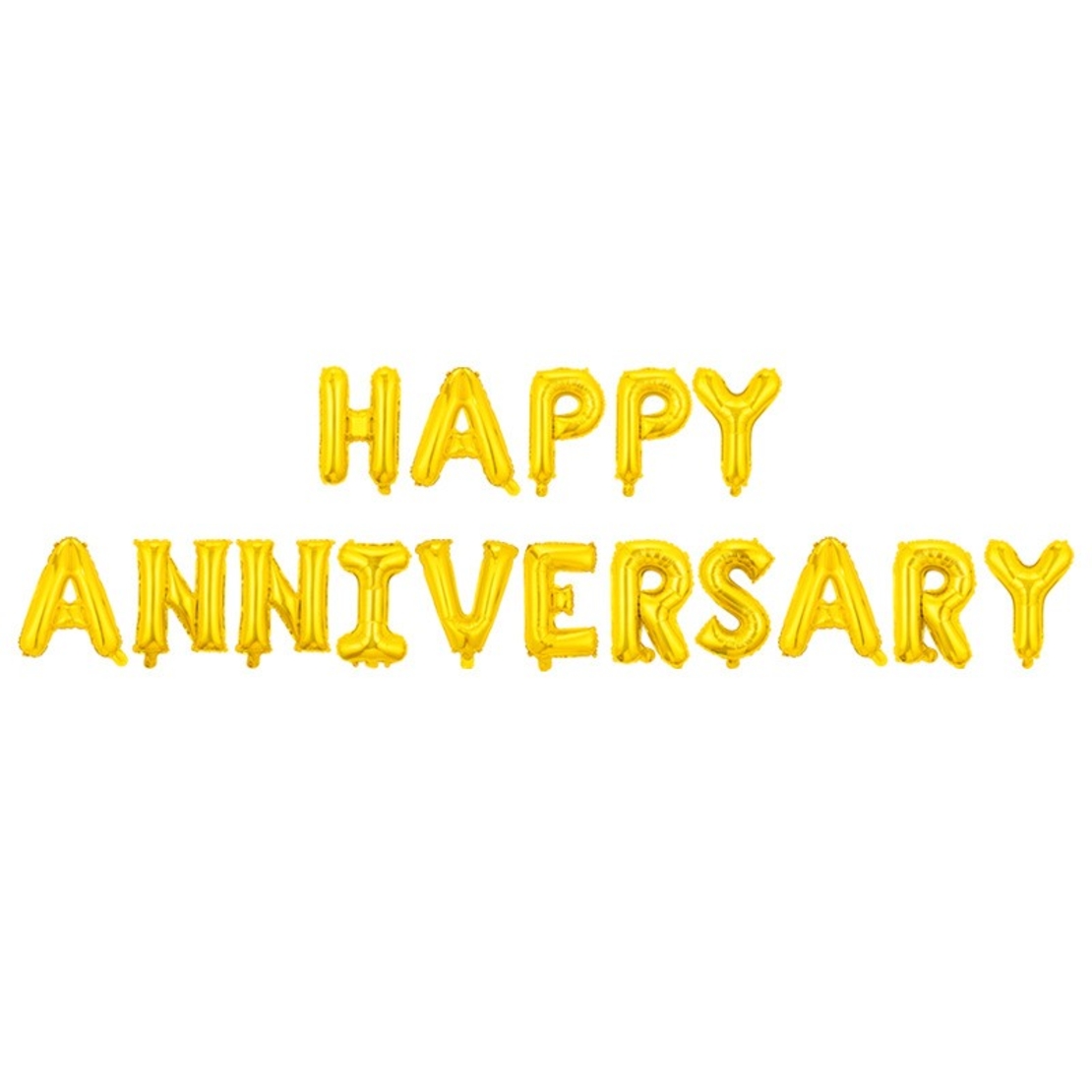 Set Baloane din Folie Metalizata, Flippy, Model Happy Anniversary, Litere de 40 cm, Baloane Party, Ambalaj Individual, Pai Inclus, Umflare cu Aer sau Heliu, Auriu