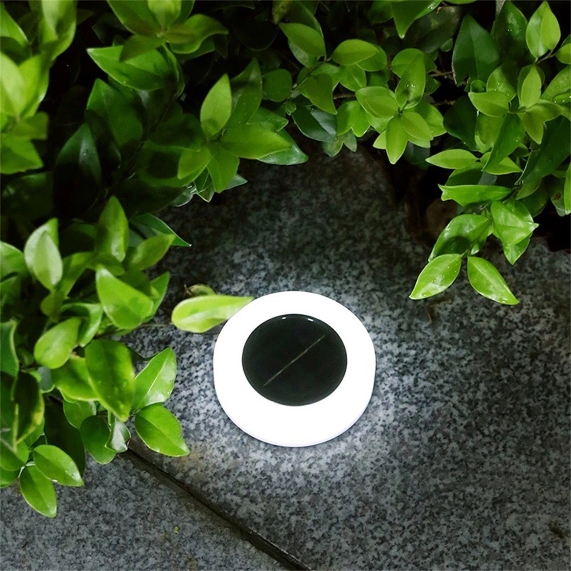 Set 4 Lampi Solare Led pentru Gradina, Flippy, Model Cerc, 10.5 x 2.4 cm, Buton On-Off, Alb Rece, Negru/Alb