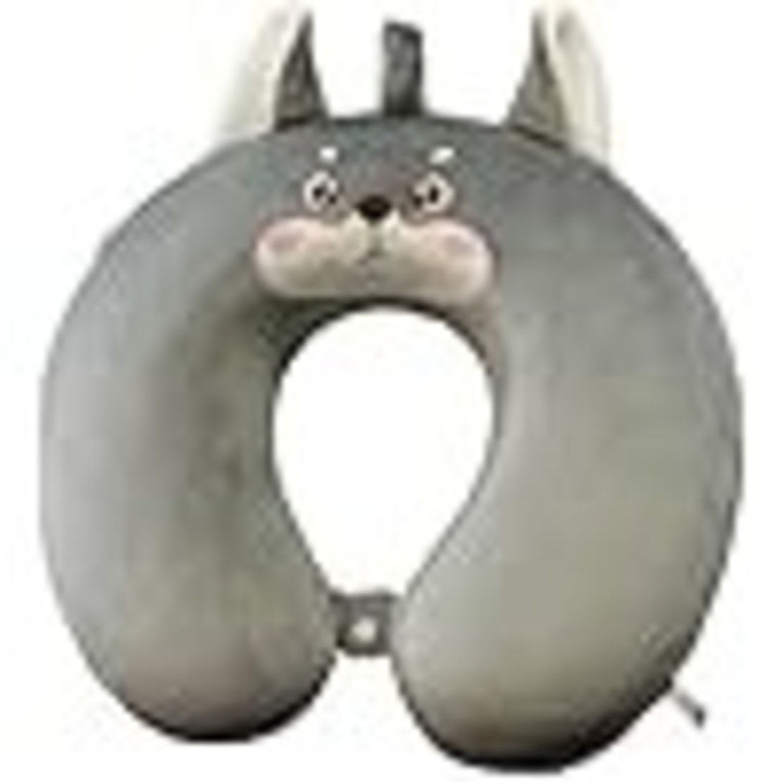 Perna de Calatorie in Forma de U, Vafy, Pentru Gat si Cap, Umplutura din Spuma cu Memorie, 30x30 cm, Model Husky, Accesoriu de Voiaj, Birou, Masina, Sistem Prindere Capse, Gri
