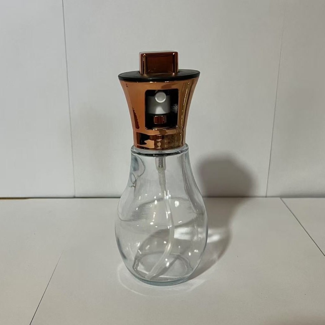 Sticla de ulei cu Pulverizator, Vafy, Sticla pentru Lichide de Bucatarie, Otet, Sos, 16.7 x 5.2 cm, Volum 200 ml, Roz Gold