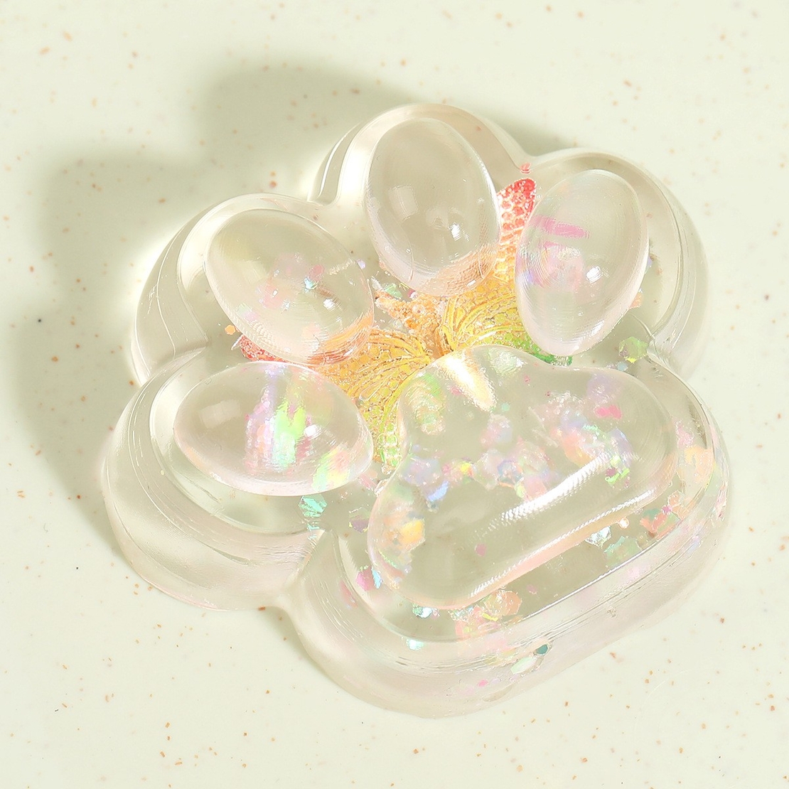 Jucarie Antistres Squishy, Flippy, Labuta de Pisica Pufoasa, cu Revenire Lenta, 7 x 6.5 cm, Model Fluturi, Multicolor