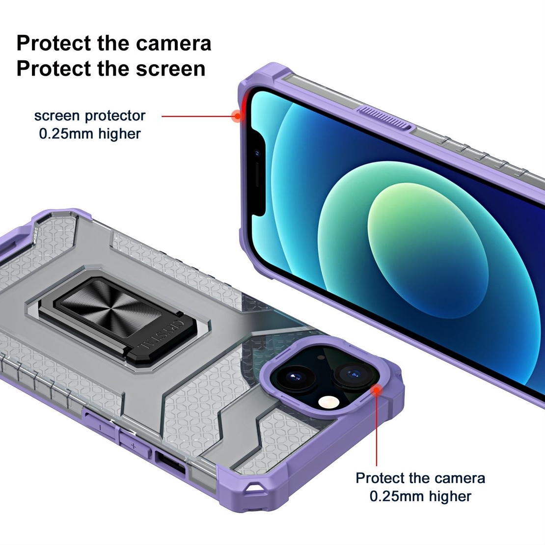 Husa de protectie Vafy compatibila cu Apple iPhone 13 Mini Acrylic Armor cu suport Mov