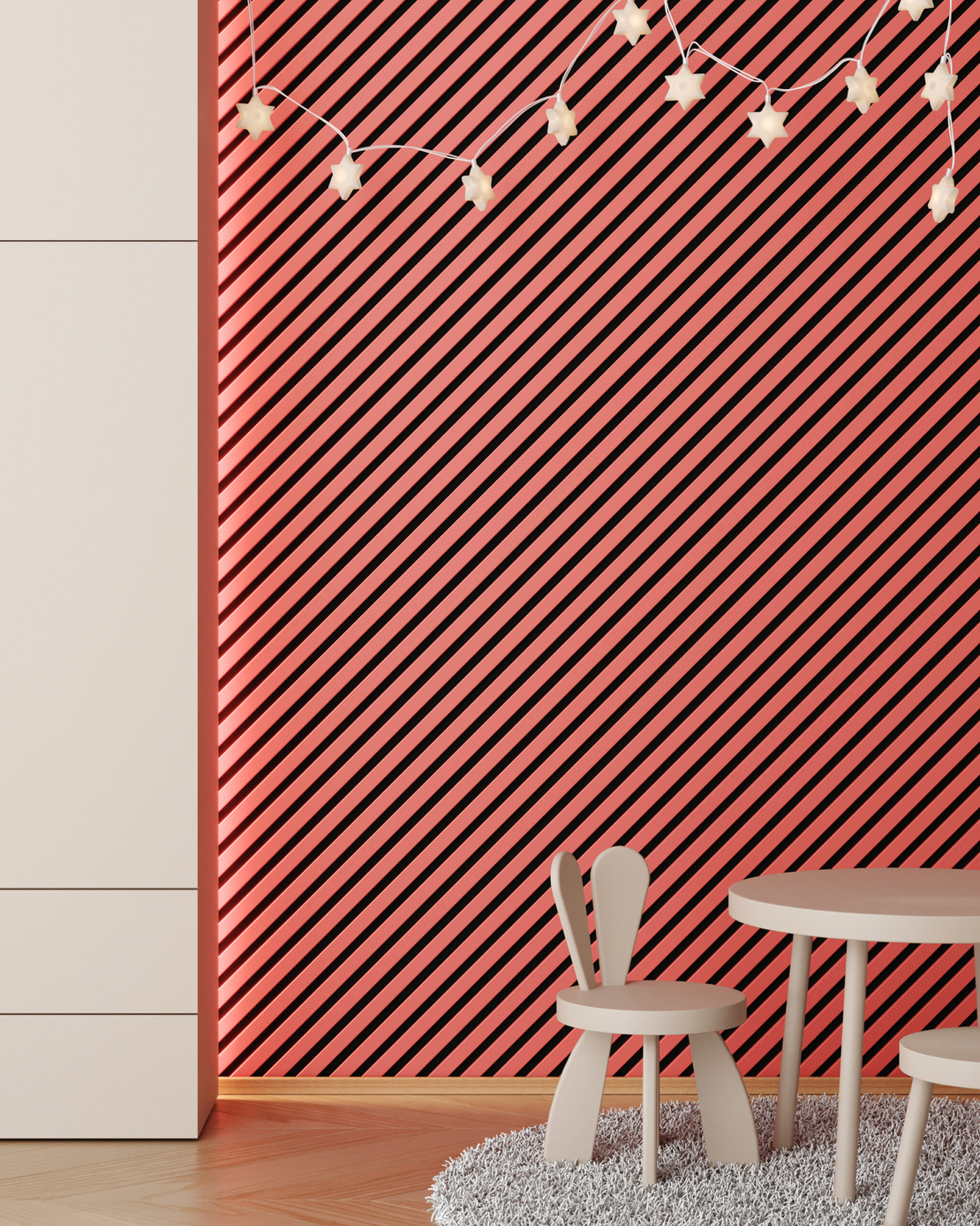 Riflaj MDF decorativ LDA PREMIUM de tip Panou Acustic, Coral, 260x40 cm