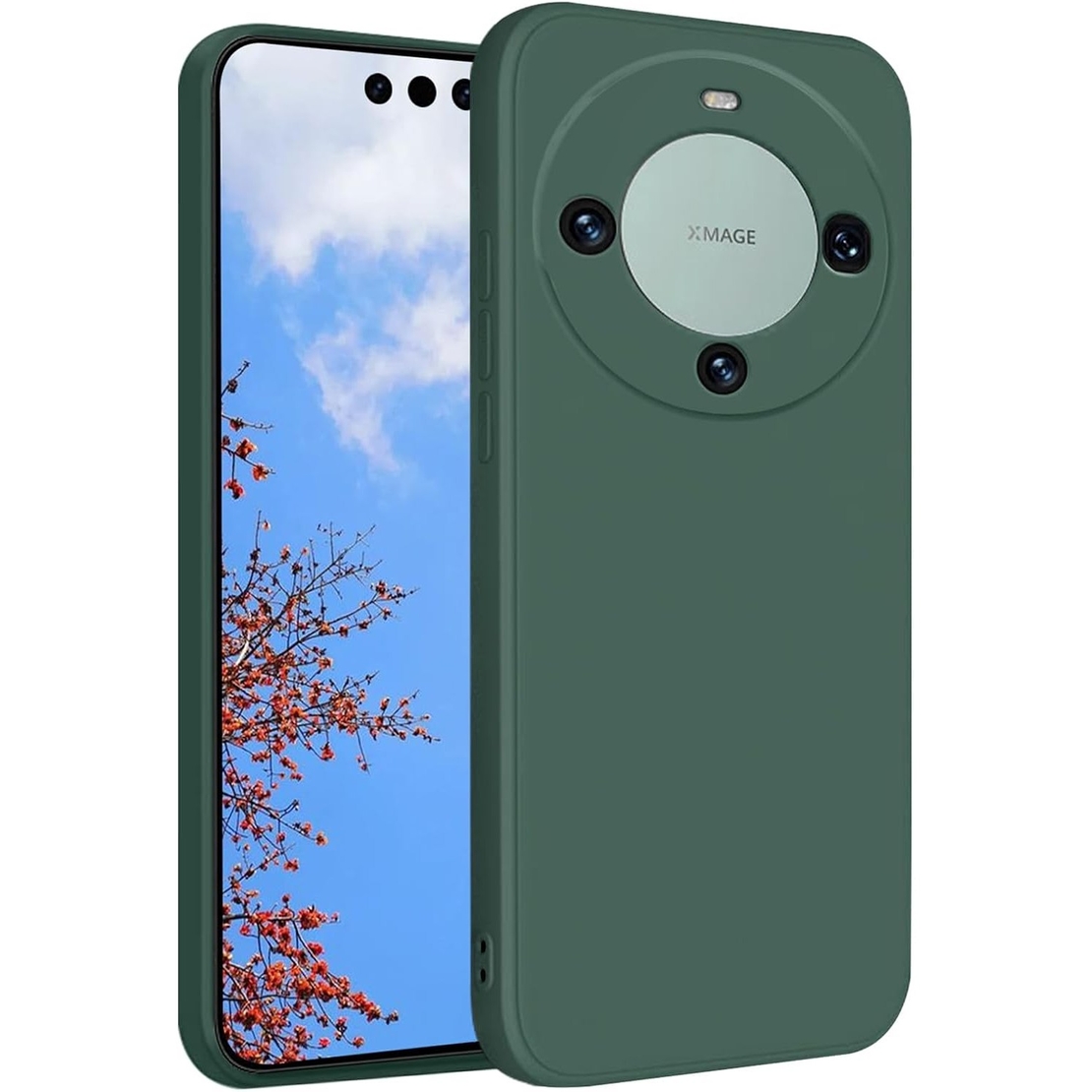 Husa de Protectie, Vafy, pentru Huawei Mate 60 Pro, Liquid Silicone, cu Microfibra pe Interior, Protectie Antisoc, Compatibil Incarcare Wireless, Verde