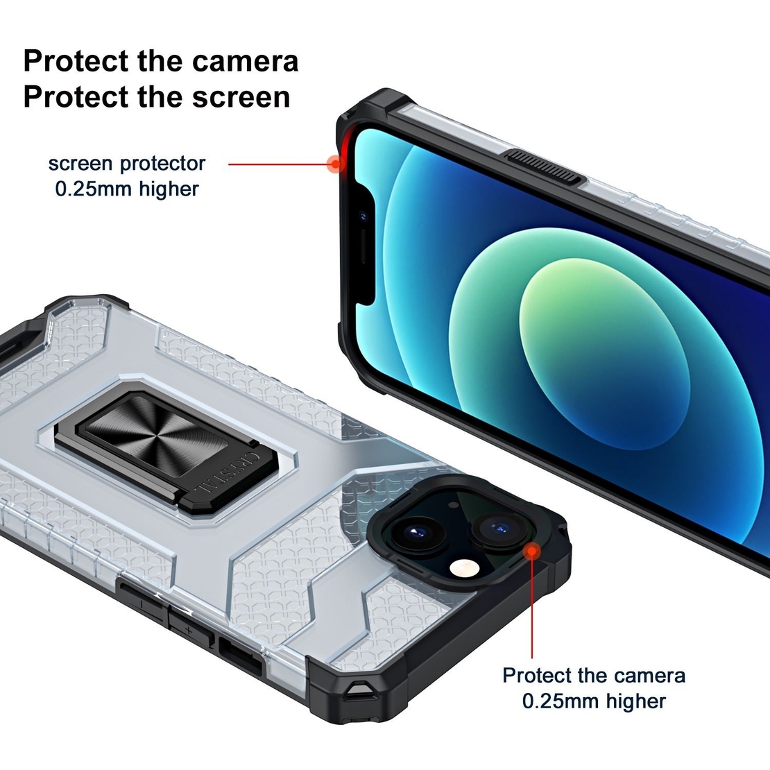 Husa de protectie Vafy compatibila cu Apple iPhone 13 Acrylic Armor cu suport Negru