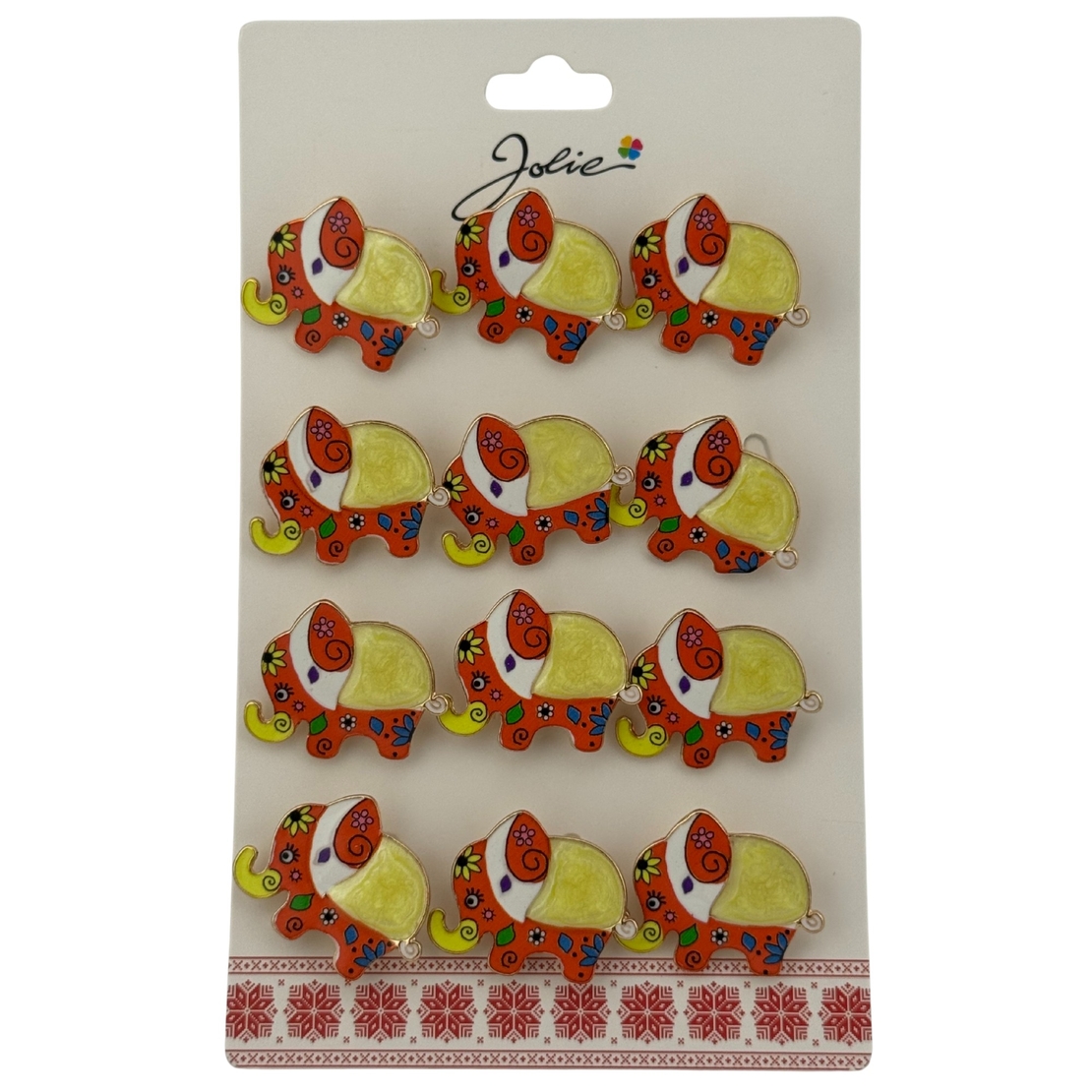 Set 12 Brose Martisor pentru Copii, Jolie, Model Elefant cu Design, Multicolor