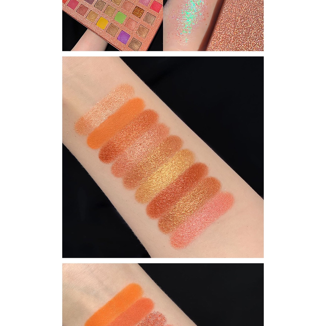 Paleta de farduri cu 40 de culori pigmentate, Maro cu sclipici, Flippy