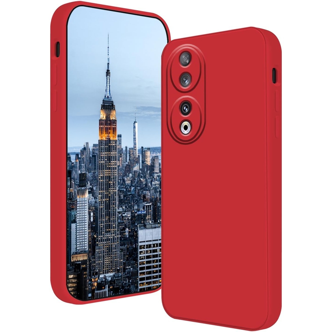 Husa de Protectie, Vafy, pentru Honor 90, Liquid Silicone, cu Microfibra pe Interior, Protectie Antisoc, Compatibil Incarcare Wireless, Rosu