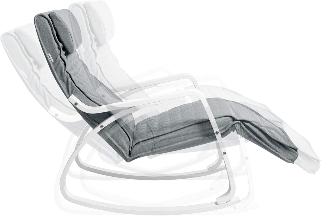 SONGMICS Scaun balansoar din lemn, suport picioare reglabil, maxim 150kg, 67x122x84cm, gri deschis