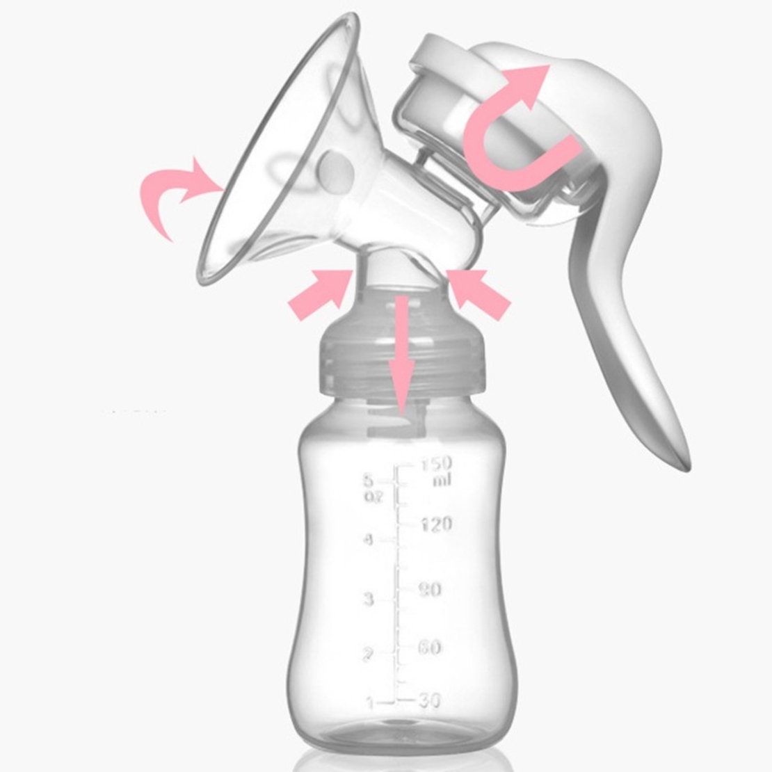 Pompa de San Manuala Multifunctionala, Flippy, Portabila, cu Tetina pentru Biberon, Anti-Scurgere, Anti-Reflux, 18.5x6 cm, 150 mL, Silicon, Recipient