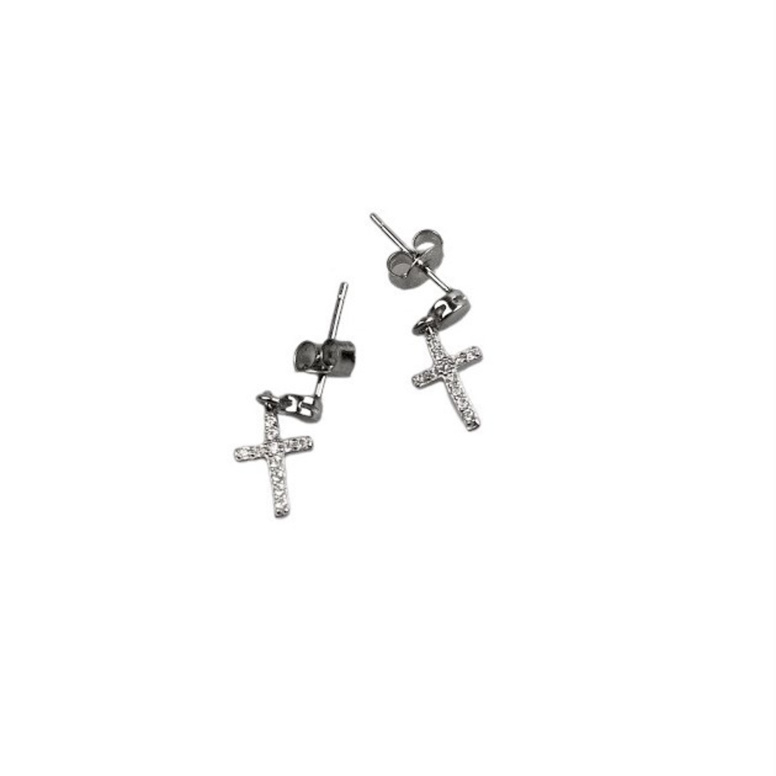 Cercei Argint 925 Cruce cu Pietre, 1.2 g