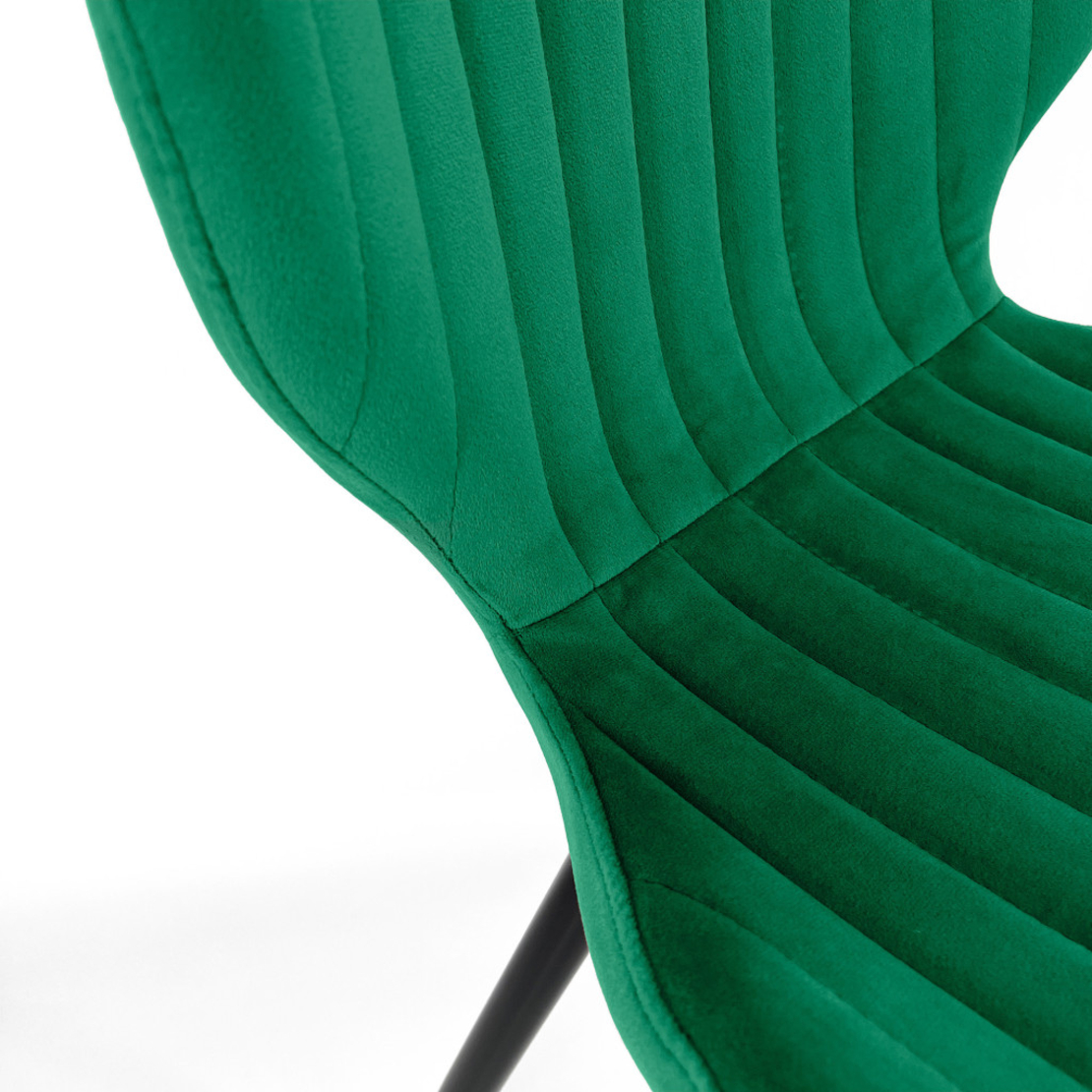 Set 2 scaune tapitate, din velur, picioare metalice, maxim 125 kg, 44x52x77 cm, verde