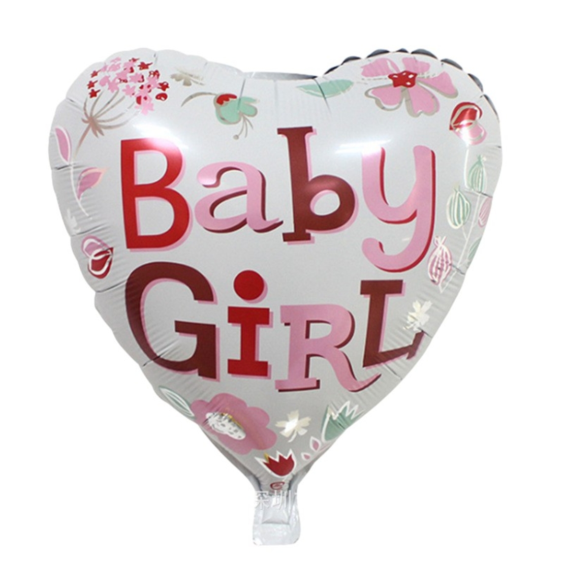 Set 2 Baloane din Folie Metalizata, Vafy, Figurine Inima si Cerc, Tema Botez Fetita, 45 cm, Ambalaj Individual, Pai Inclus, Umflare cu Aer sau