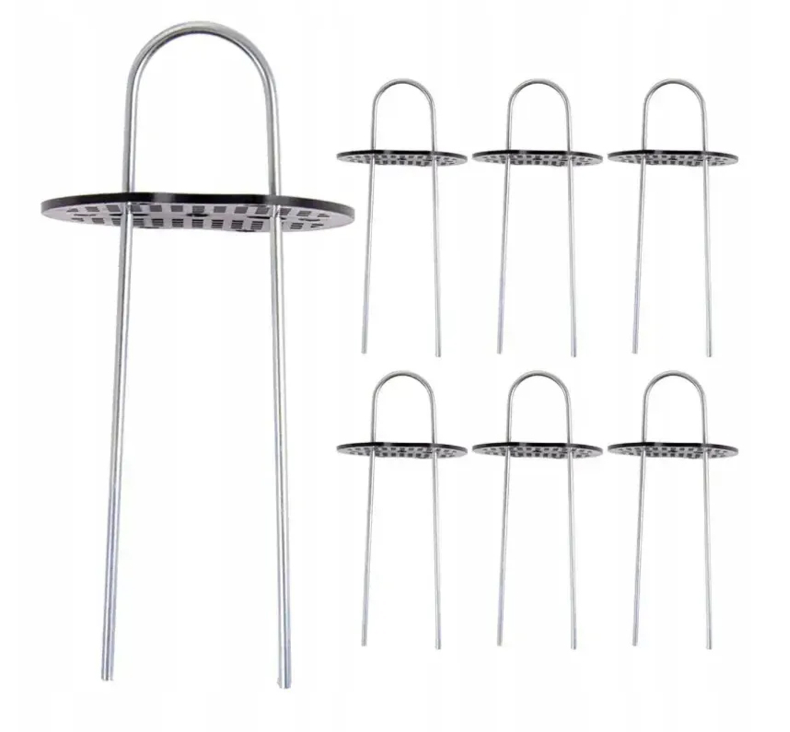 Set 6 cuie cu suport pentru fixare folie de agrotextil sau geotextil, 15 cm