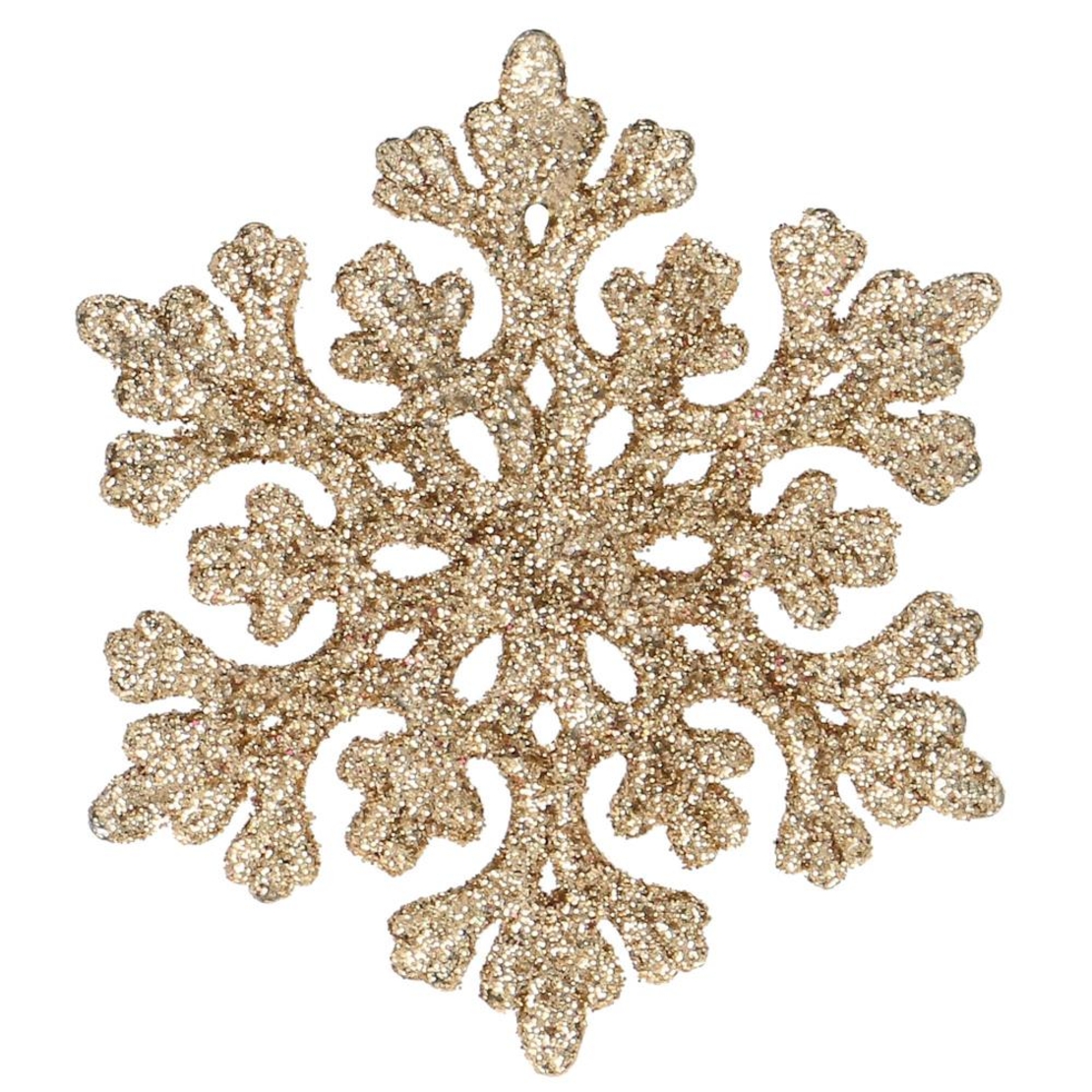 Decoratiune brad fulg de zapada, set 8 bucati, 8cm, auriu