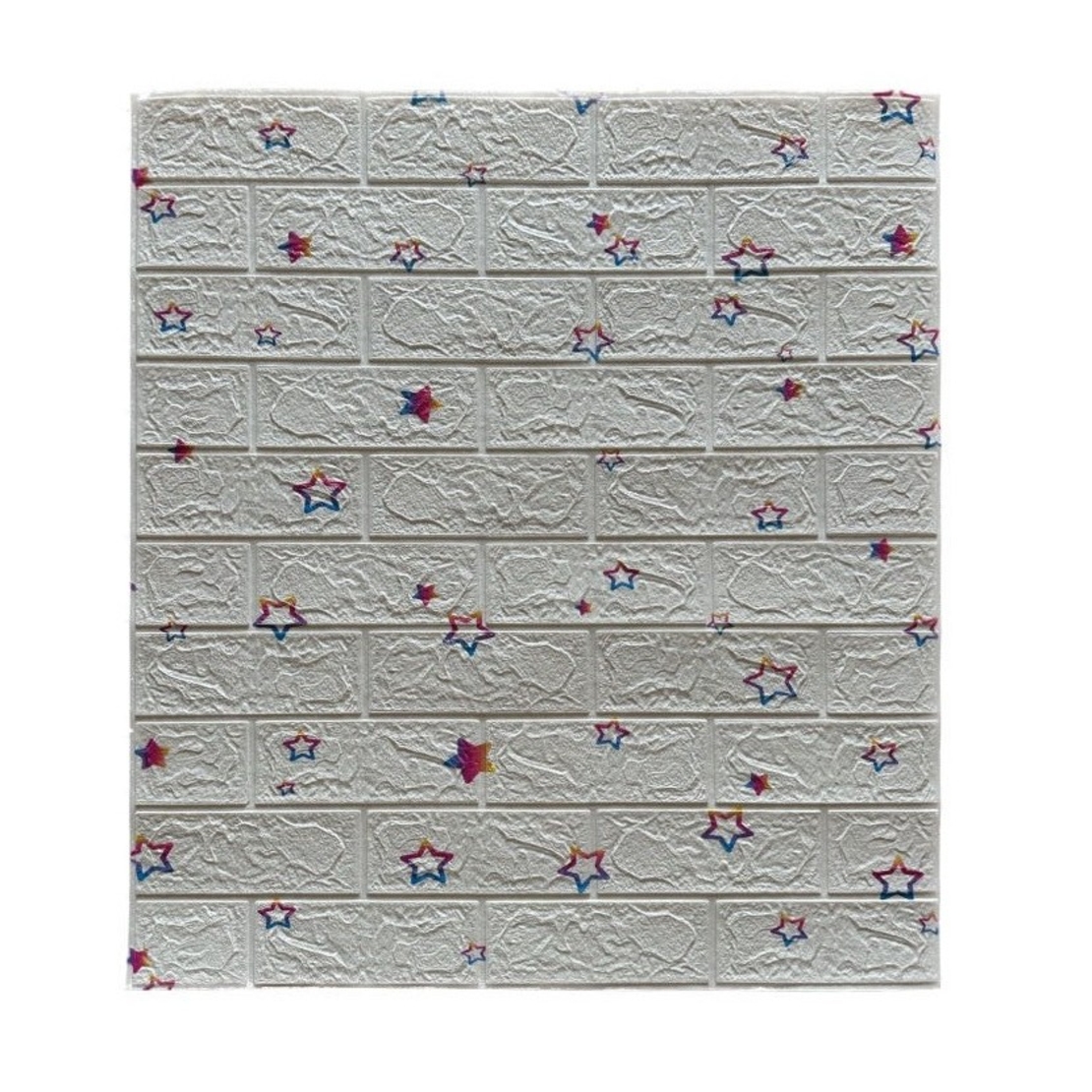 Set 10 Placi de Tapet, Vafy, Autoadezive, 70 x 77 cm, Suprafata Acoperita 5.3 mp, din PVC, Model Stelute Curcubeu, Alb