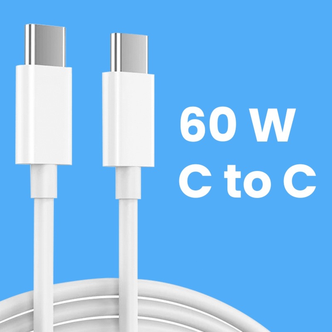 Cablu de Date pentru Telefon, Flippy, Cablu TYPE-C to TYPE-C Universal, Compatibil cu iOS si Android, Power Delivery 60W 130 cupru, 2 M, Simplu, Alb