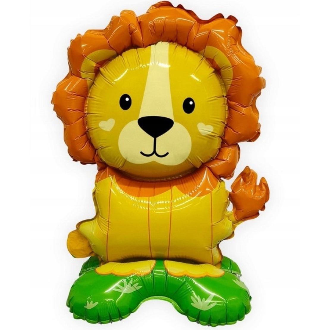 Balon din Folie Metalizata, Vafy, Mini Figurine Animalute, Model Leu, Tematica Aniversare, 39x58 cm, Ambalaj Individual, Pai Inclus, Umflare cu Aer sau Heliu, Multicolor
