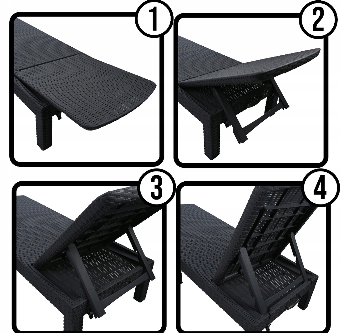Sezlong pliabil tip valiza, 3 pozitii reglare, structura usoara pentru transport, 186x60x30 cm, gri
