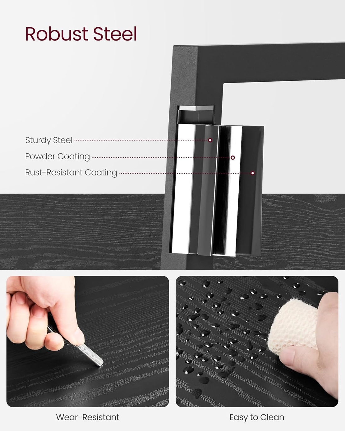 VASAGLE Biblioteca tip scara cu 5 rafturi, design industrial, cadru metalic si rafturi din PAL, 34x30x170 cm, negru