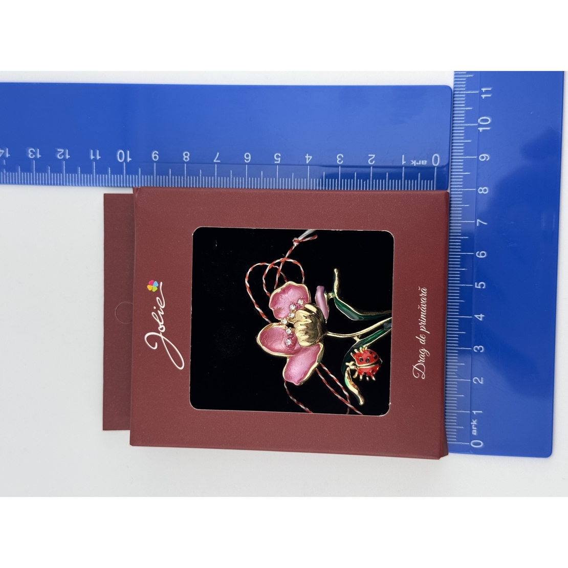 Brosa Vintage, Jolie, Material Metal, Ambalaj Carton, Dimensiune Brosa Aproximativ 4-6 cm, Model Lalea Roz
