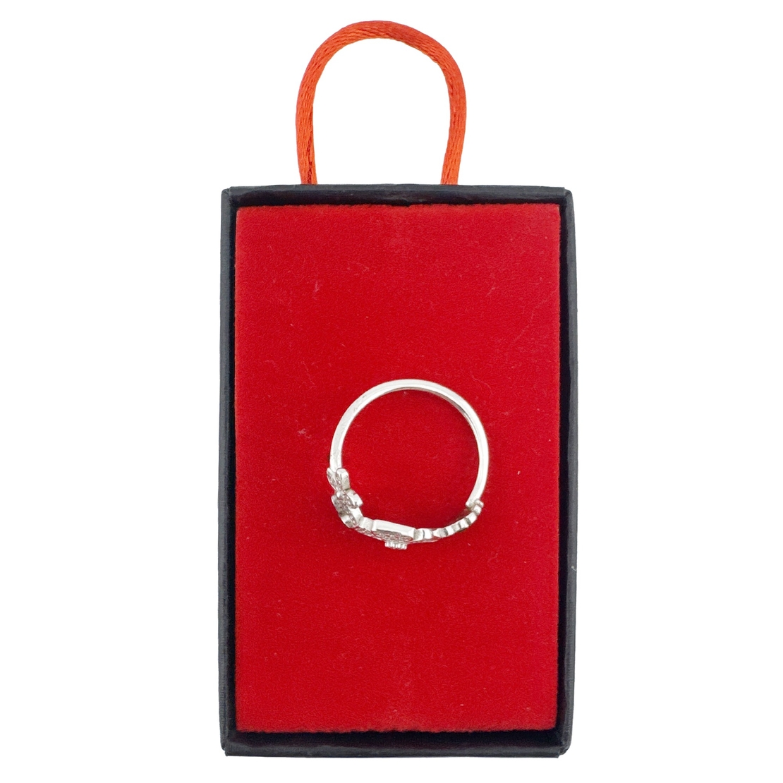 Inel pentru Dama Argint 925, Jolie, Model Trifoi cu Email Negru, 4.9 g, Marimea 57, Argintiu/Negru