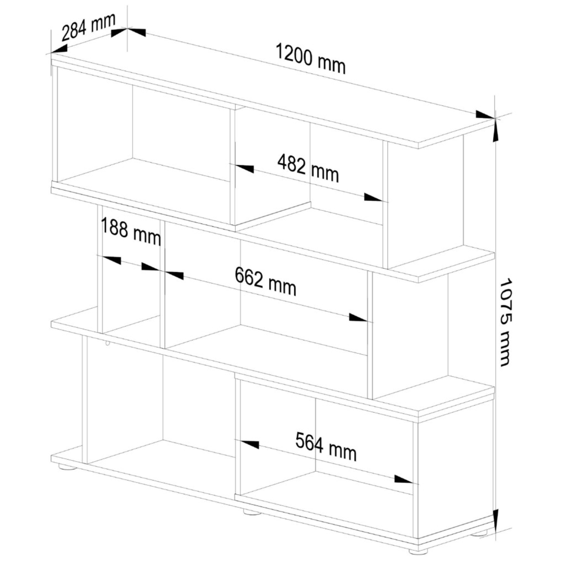 Etajera modulara cu 6 rafturi pentru depozitare, PAL laminat 16 mm, 120x28x108 cm, stejar sonoma