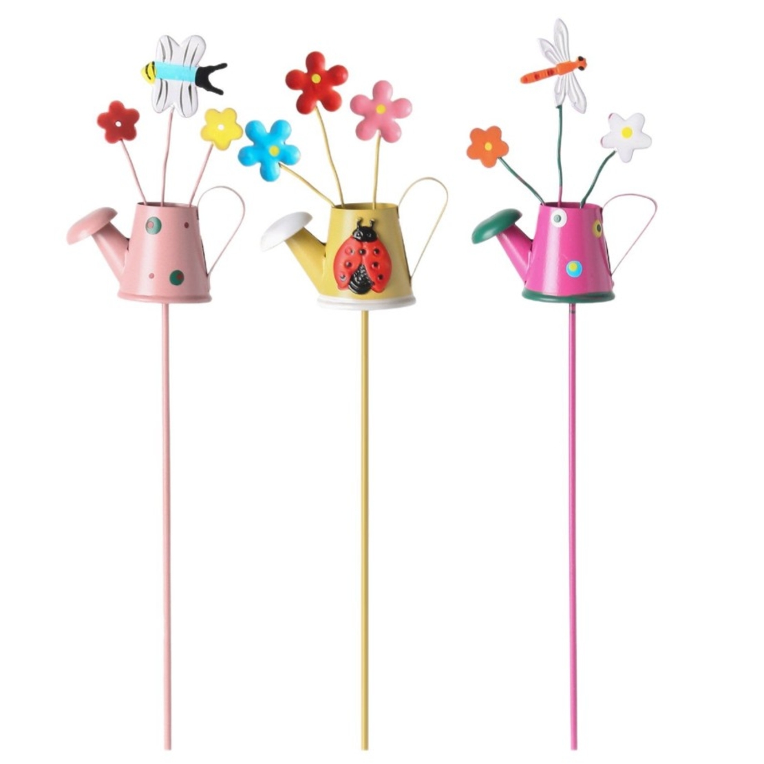Set 3 Decoratiuni de Gradina, Flippy, Model Stropitoare, din Fier, 28 x 5 cm, Multicolor