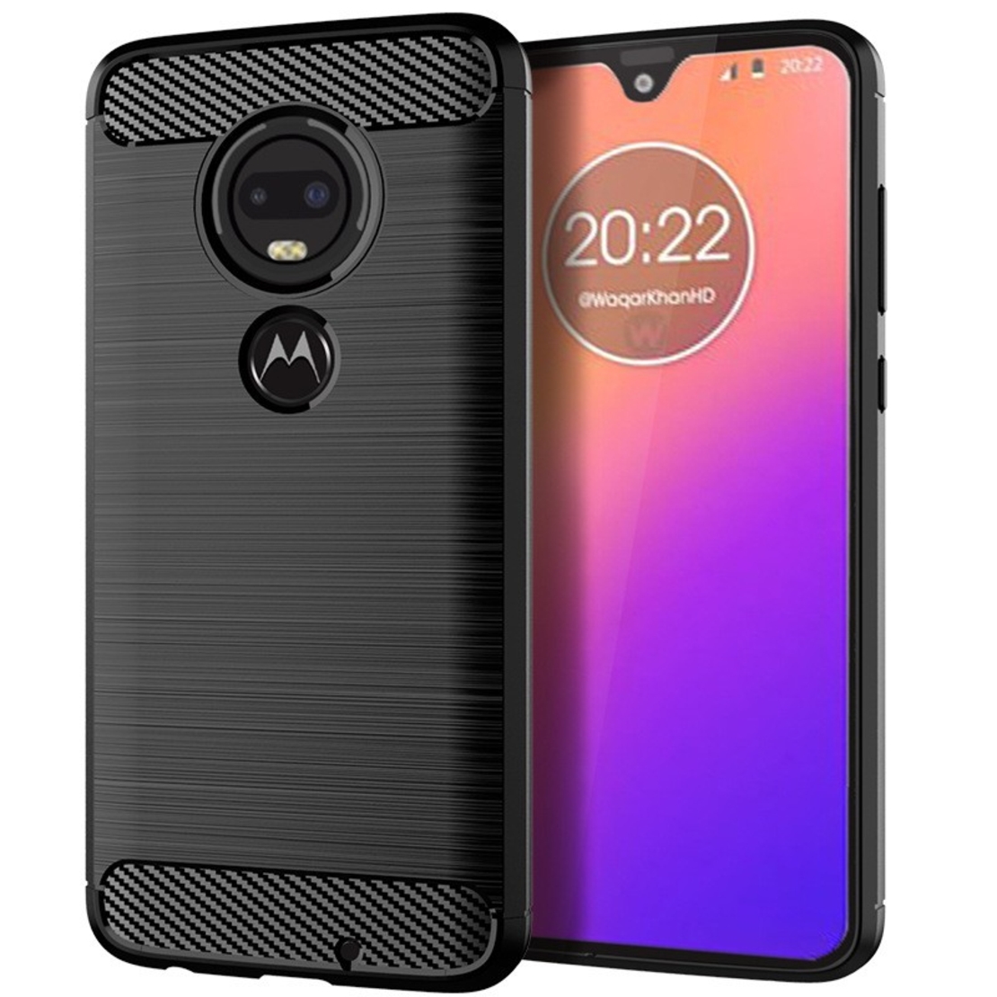 Husa de Protectie pentru Motorola Moto G22, Vafy, Protectie 360, din TPU cu element de Carbon, Anti Alunecare, 1.8 mm, Negru