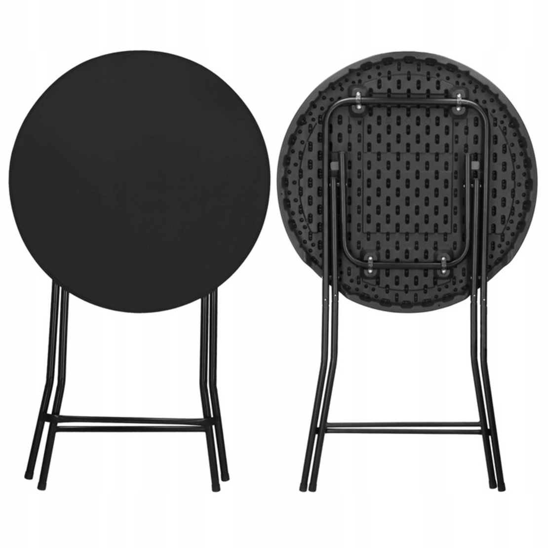 Masa catering profesionala pentru evenimente, inalta, cu picioare metal pliabile, rotunda, d 80 cm, h 110 cm, negru