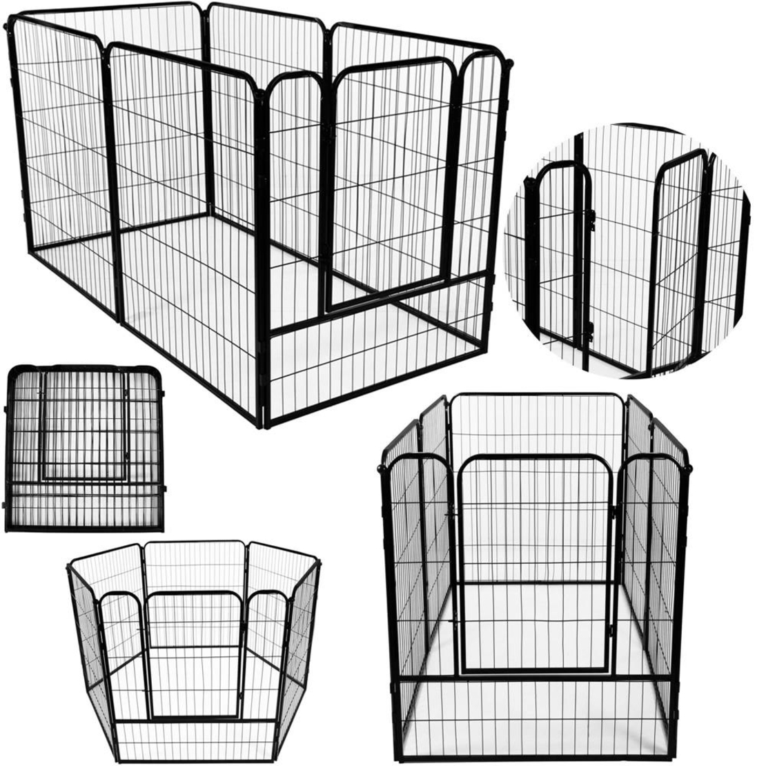 Tarc pentru animale de companie, din fier, forma configurabila, cu usa de acces, 4XL, 184x100x93cm, negru