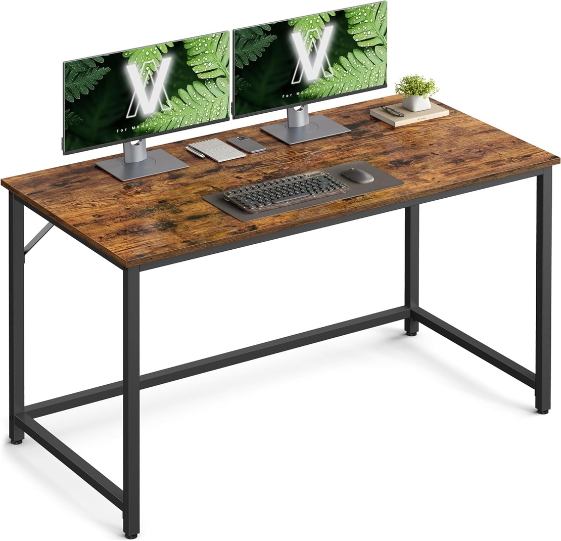 VASAGLE Birou calculator cu blat din PAL, cadru metalic, stil industrial, 120x60x75 cm, maro rustic