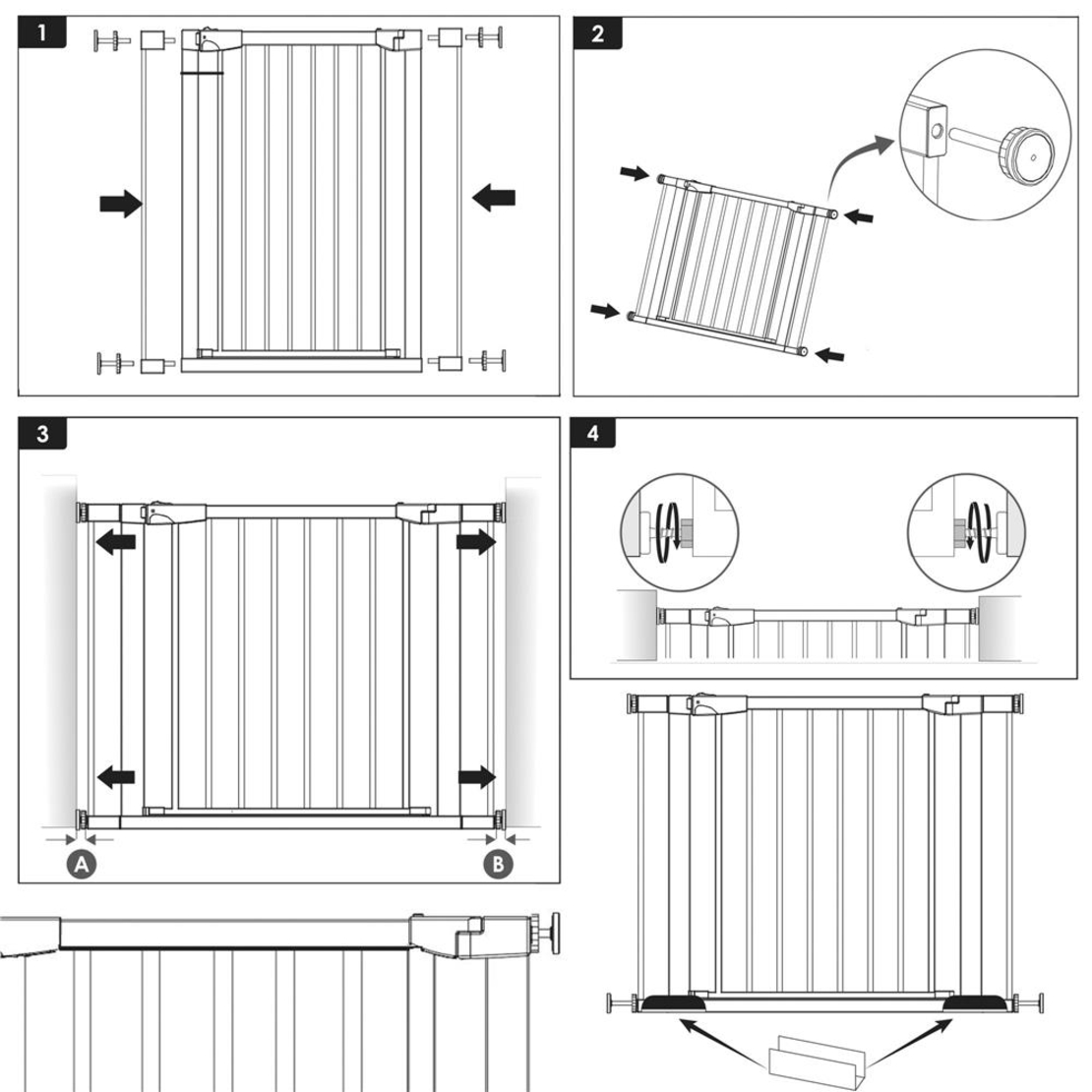 Poarta de siguranta Safety Gate pentru scari, ajustabila, din lemn cu structura otel, 103-110cm, negru maro