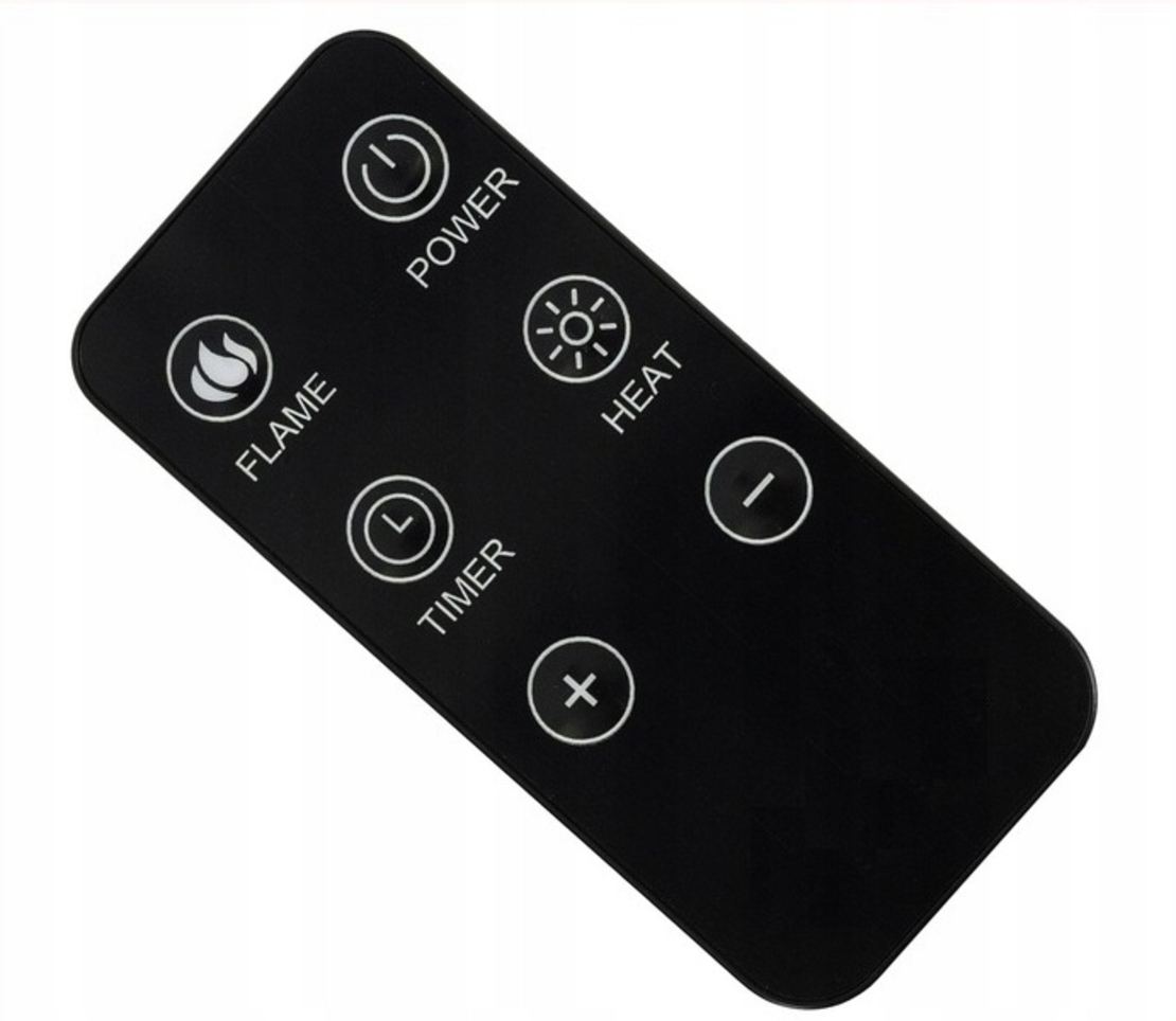 Semineu electric 2000W cu efect de flacara, termostat digital si timer, telecomanda, 52x32x18 cm, negru