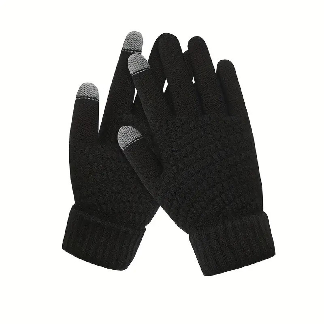 Manusi de Dama, Flippy, Functie Touchscreen (ecran tactil), Material Acril Tricotat, Manseta Elastica, Interior Catifelat, Marime Universala, Negru