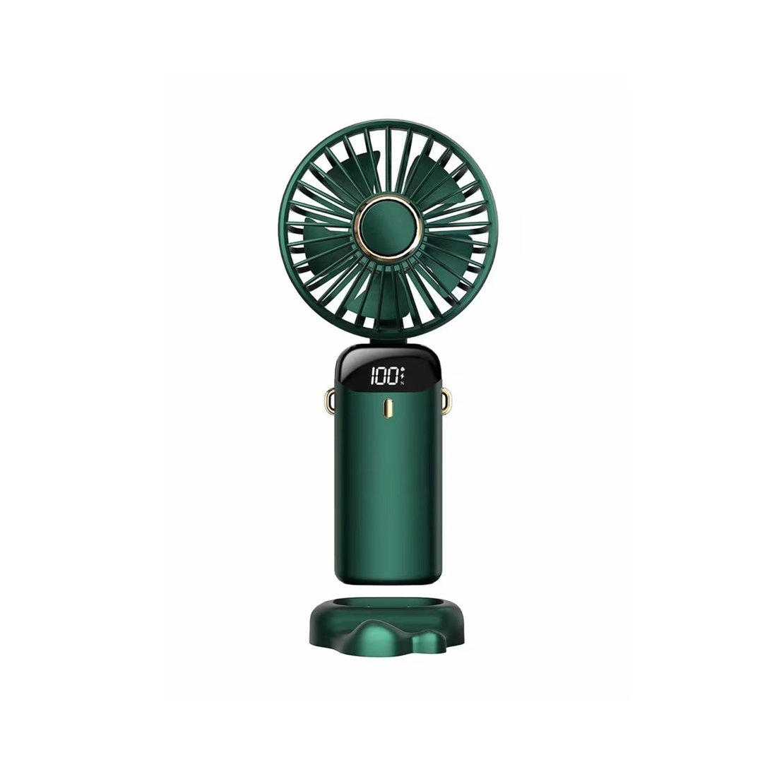 Ventilator Ultra Portabil cu Aromaterapie, Vafy, 3 in 1, de Mana, de Birou, de Gat, 5 Trepte de Viteza, Incarcare USB, Autonomie 12h, Pliabil, cu Ecran LCD, Verde
