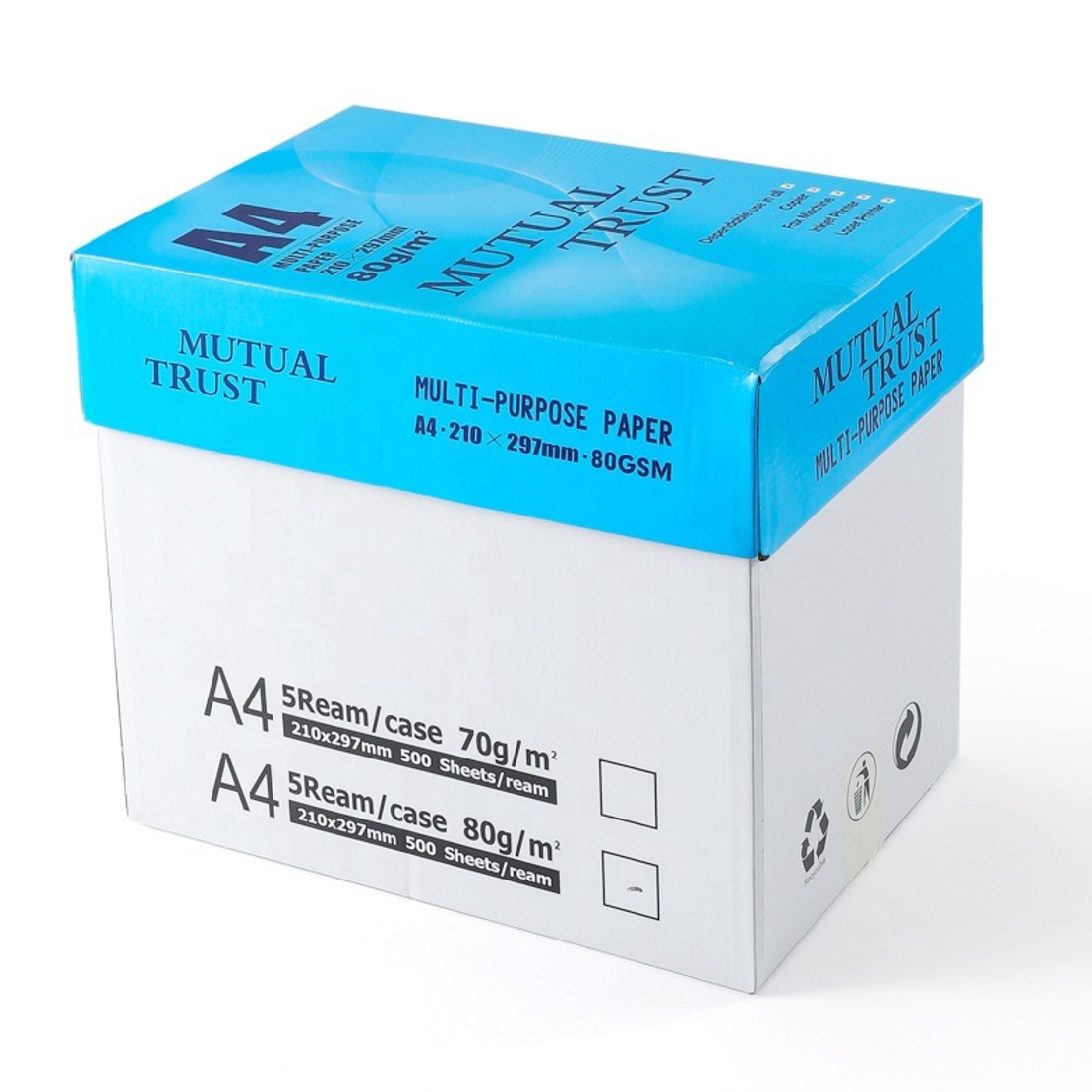 Hartie Copiator A4 Mutual Trust, Flippy, 80 g/mp, 5 topuri x 500 coli/top (2500 coli), 210 x 297 mm, Hartie Multifunctionala pentru Imprimanta si