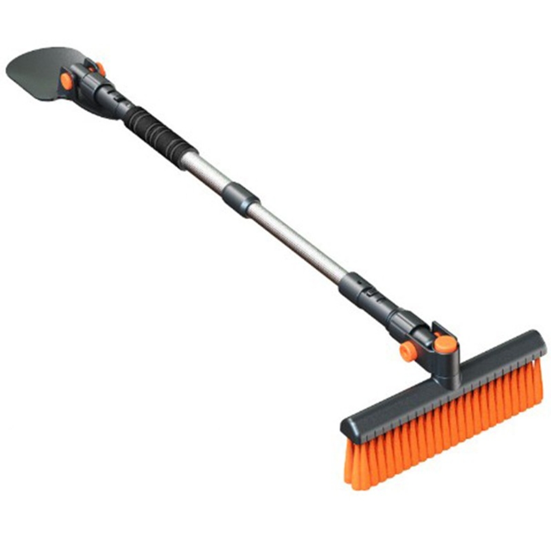 Racleta Auto pentru Zapada cu Doua Capete, Flippy, Dezapezire Masina, cu Maner Lung, Ergonomica, Detasabila, pentru Geamuri si Caroserie, Usor de Utilizat, 48 cm- 78 cm, Gri inchis