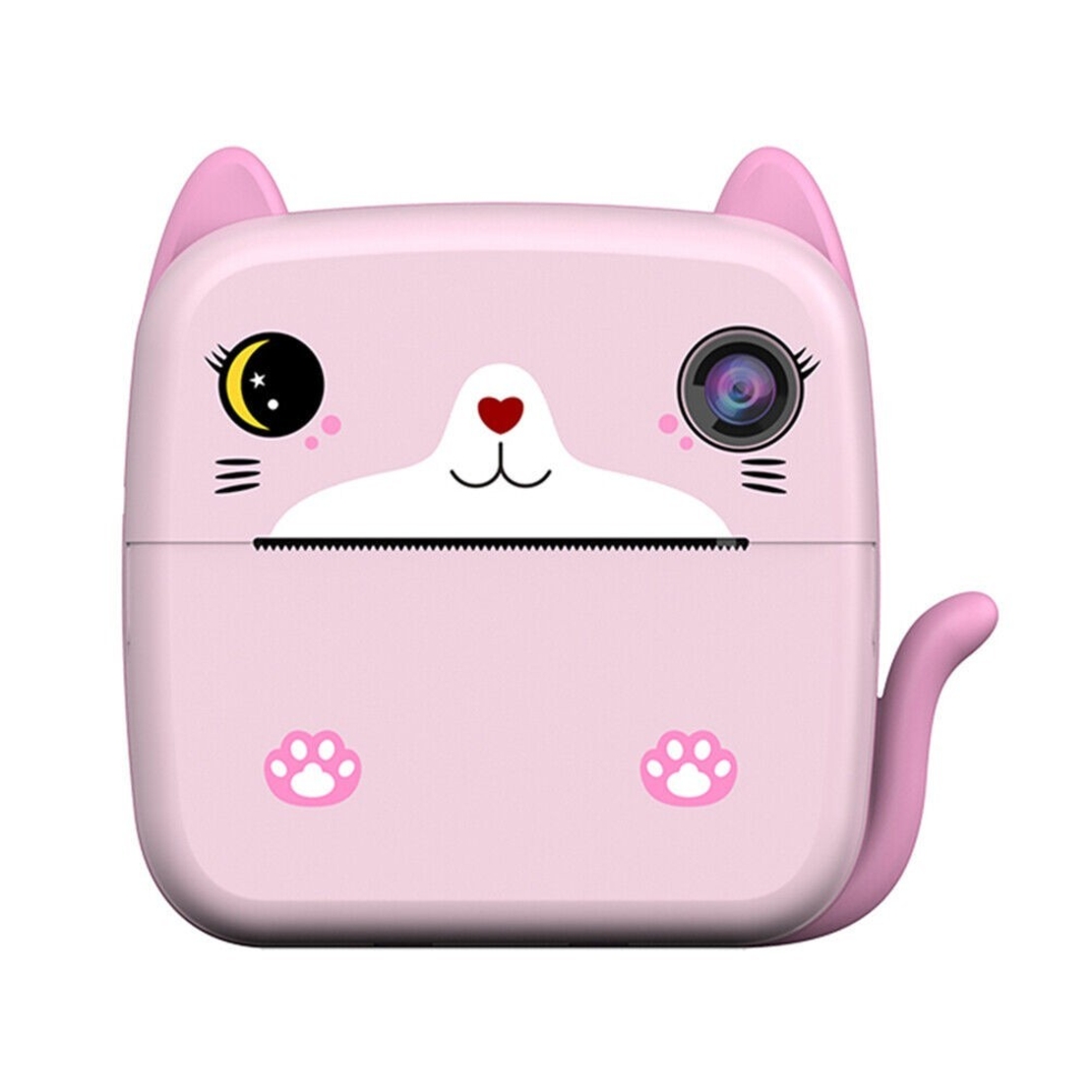Camera Instantanee pentru Copii, Flippy, cu Functie de Printare, Camera Frontala + Selfie, Cablu USB-C, Bluetooth, Compatibil iOS/Android, Imprimare APP, Model Pisica, Roz