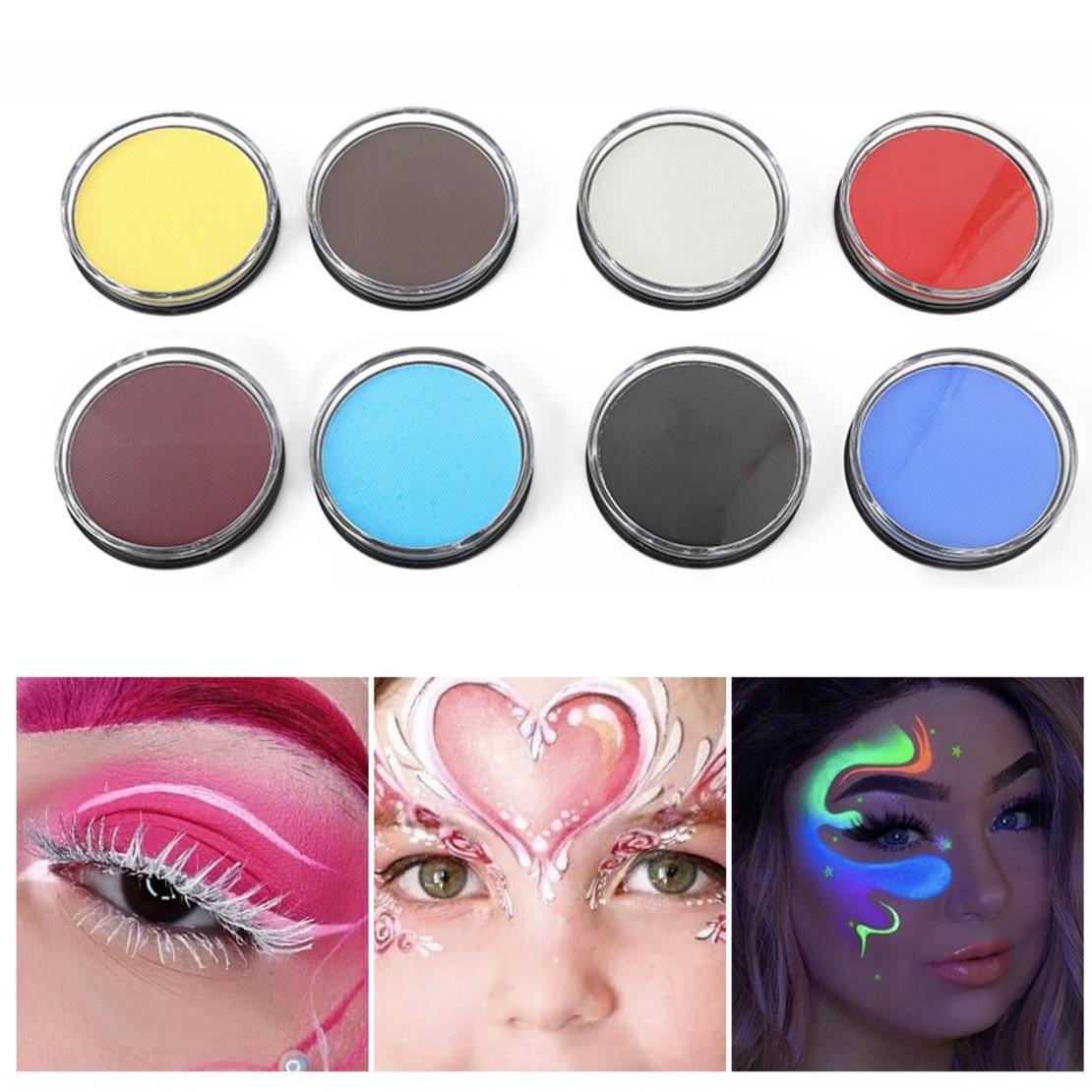 Vopsea pentru Fata si Corp, Flippy, cu Pigment Fosforescent, 30 g, Activare cu Apa, Albastru