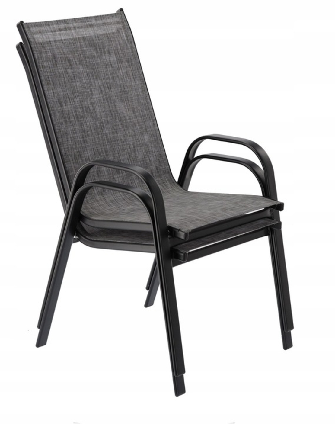 Set 2 scaune de gradina cu cadru metalic, stivuibile, 55x72x96cm, gri
