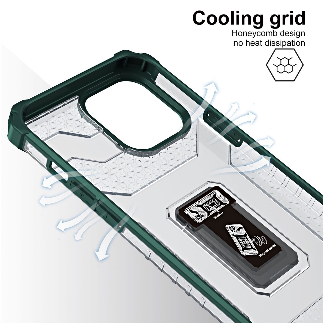 Husa de protectie Vafy compatibila cu Apple iPhone 13 Pro Max Acrylic Armor cu suport Verde Inchis