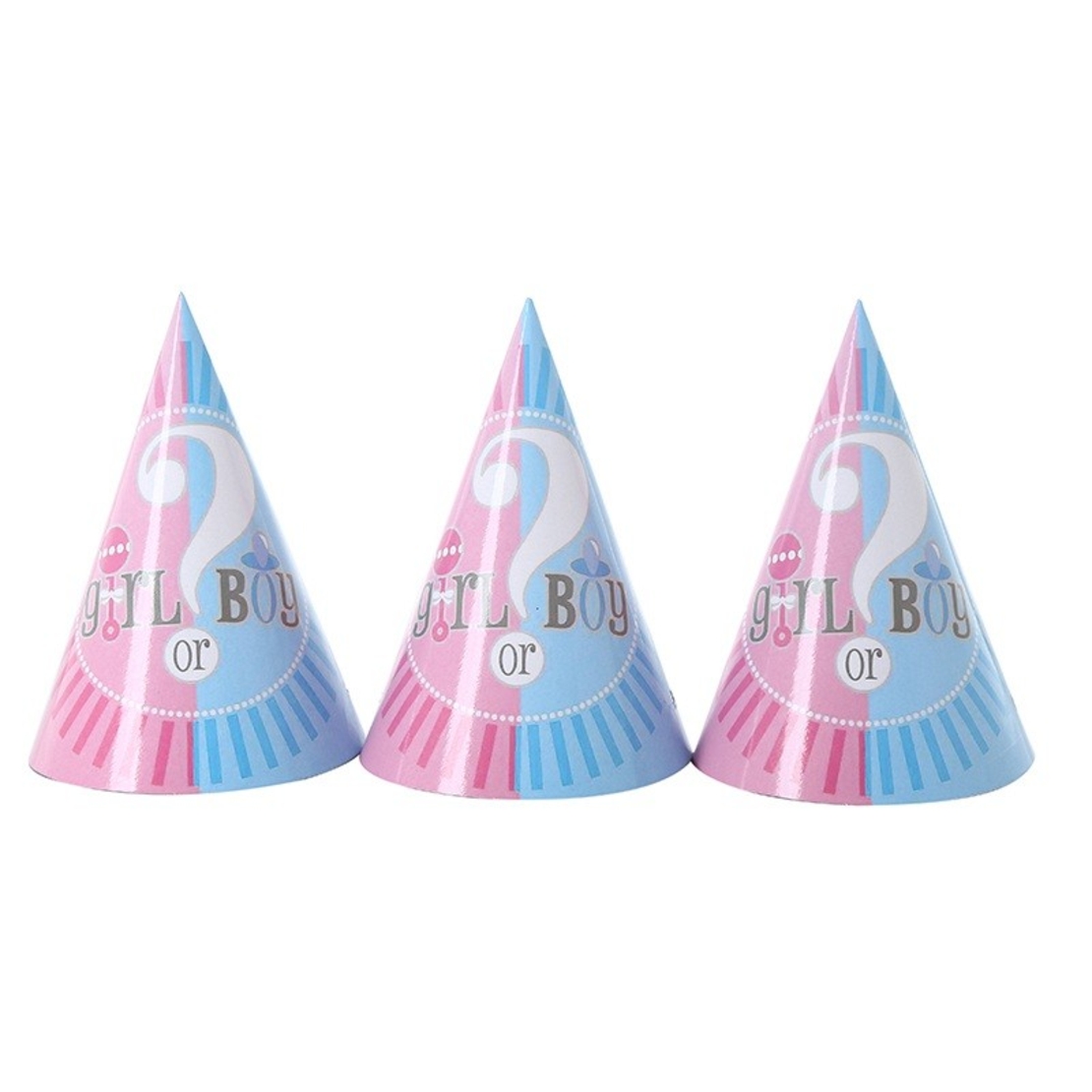 Set 6 Coifuri Gender Reveal, Vafy, Girl or Boy, din Carton, 20 x 14 cm, Roz/Albastru