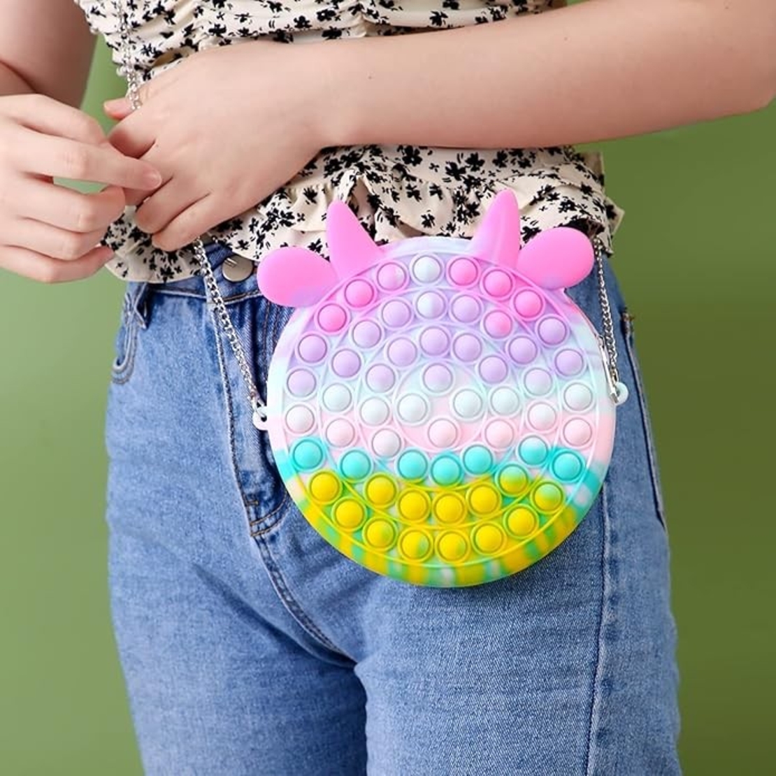 Jucarie antistres din silicon Flippy, Pop it Now and Flip It ,Geanta ,Multicolor