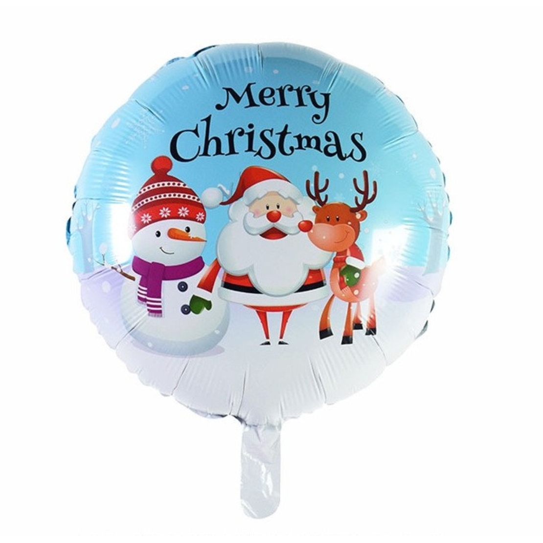 Balon Rotund, Vafy, din Folie de Aluminiu, Tema Craciun Merry Christmas, 44.5x53 cm, Albastru